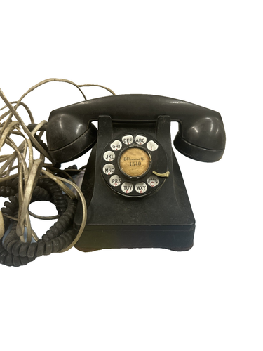 Western Electric Phone Bakelite Bell System Black Rotary F1 Desk Telephone - Vtg