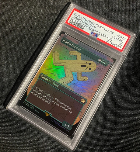 JUMBO CACTUAR - MtG Final Fantasy EN Borderless Woodblock Foil #0343 - PSA 10!
