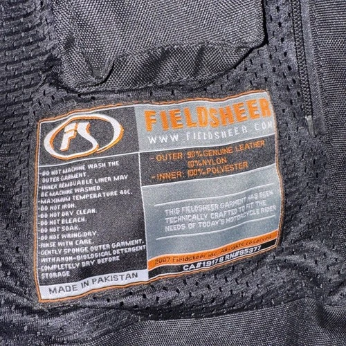 Fieldsheer Mens Perforated Leather Motorcycle Jacket Black Size 52 image 6