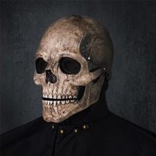 RRANYF Creepy Halloween Full Head Skull Mask with Movable Medium, Black
