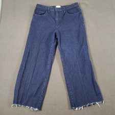 Universal Thread Jeans Womens Size 14 High Rise Wide Leg Dark Wash Raw Hem