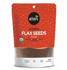 Elan Organic Flax Seed, 9 Oz, Whole Seeds, Raw Seeds, Non-Gmo, Vegan, Gluten-Fre