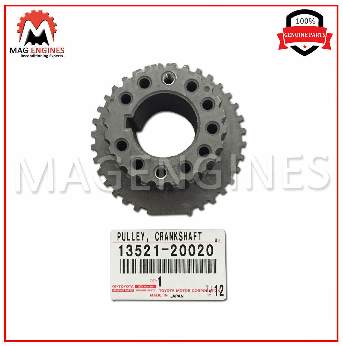 13521-20020 GENUINE OEM PULLEY, CRANKSHAFT TIMING 1MZFE