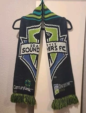 Seattle Sounders FC MLS Football/Soccer Scarf Blue/Green Like New Used Condition