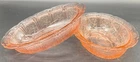 (2) 9" OVAL SERVING BOWL, CHERRY BLOSSOM PINK DEPRESSION GLASS