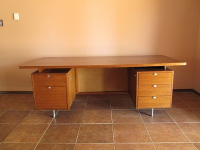 George Nelson Herman Miller 2 Pedestal Walnut Executive Desk