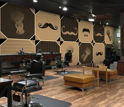 3D Octagon E911 Hair Cut Barber Shop Wallpaper Mural Wall Print Murals CA Erin
