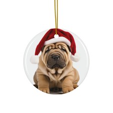 Chinese Shar-Pei Puppy - Ceramic Christmas Ornament - Printed in USA