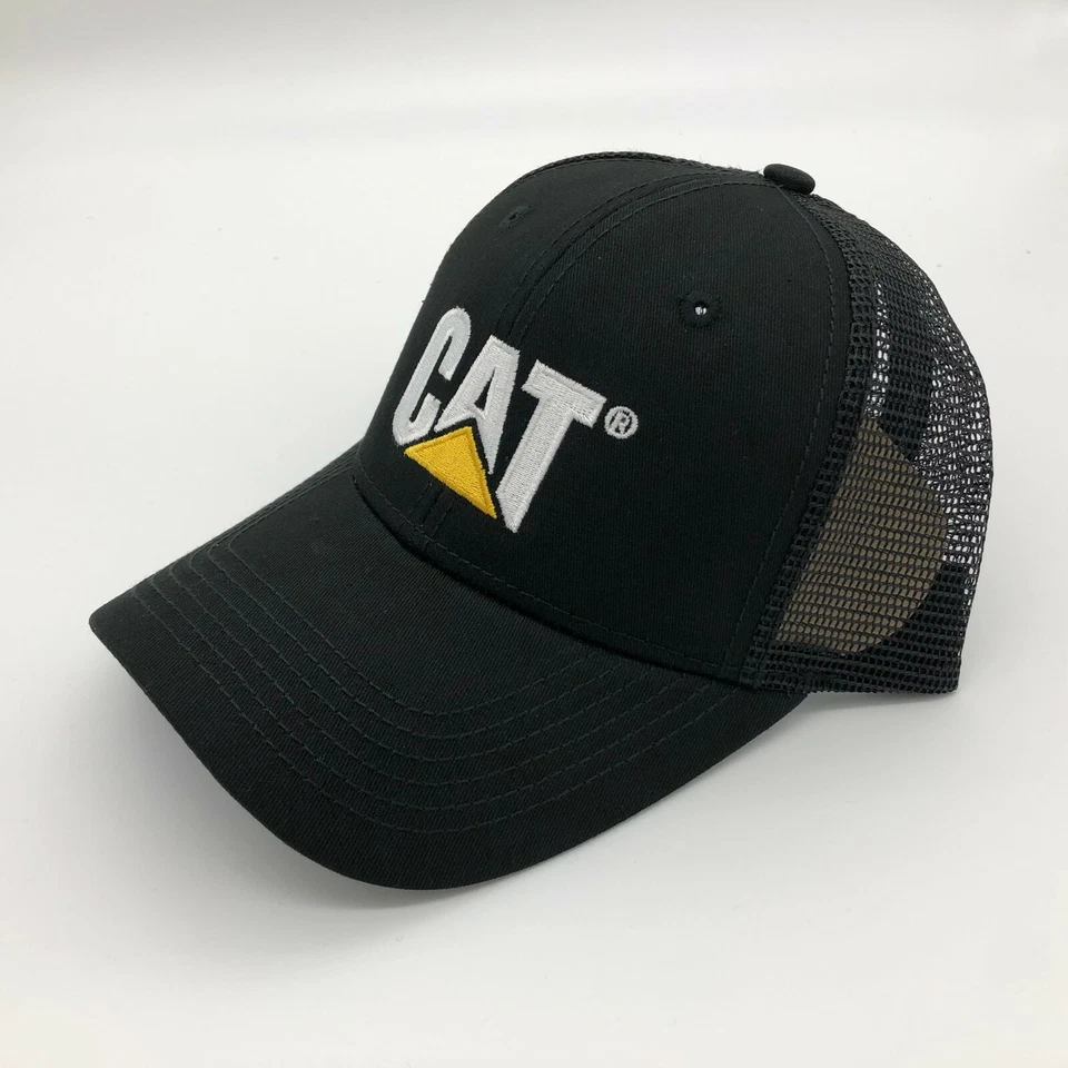 NEW - Caterpillar Cat Equipment Twill / Mesh Hat Cap - Black / Black Mesh - Image 2 of 3
