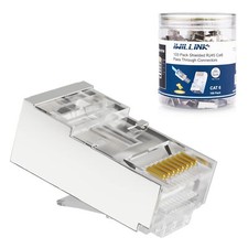 100-Pack Shielded RJ45 Cat6 Pass-Through Connectors STP Crimp Modular Plugs 5...