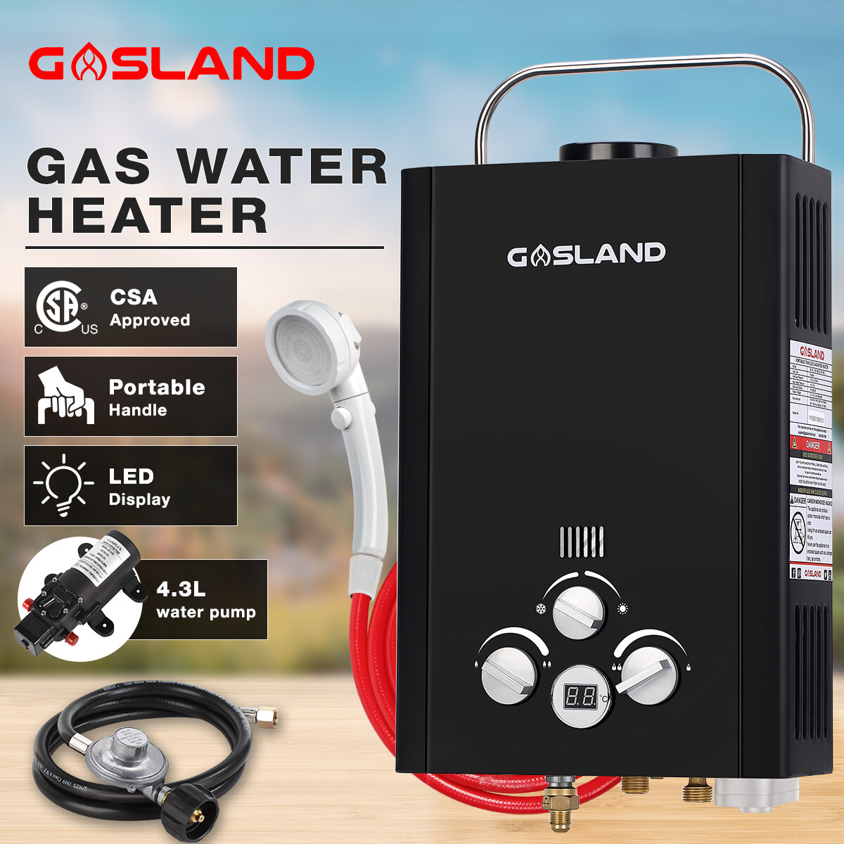 GASLAND Portable Gas Hot Water Heater System w/ 12V Pump Outdoor Camping  Shower | eBay