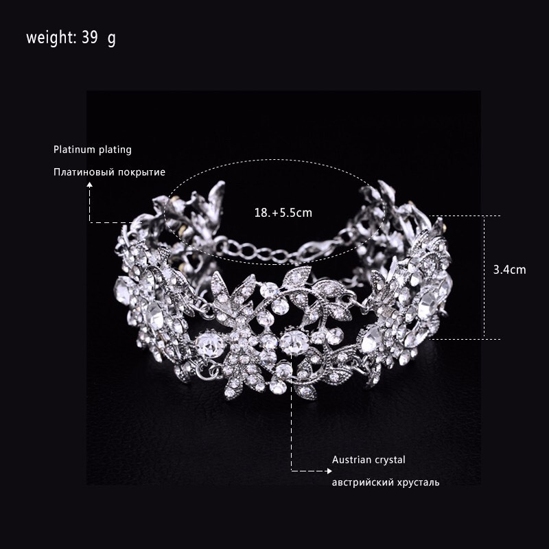 est Austrian Crystal bangles Large flower phase Women Wedding Bracelet horloge HBZ  9