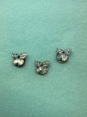 Set of 3 Vintage Loyal Order of Moose Sterling Silver Lapel Pin USA