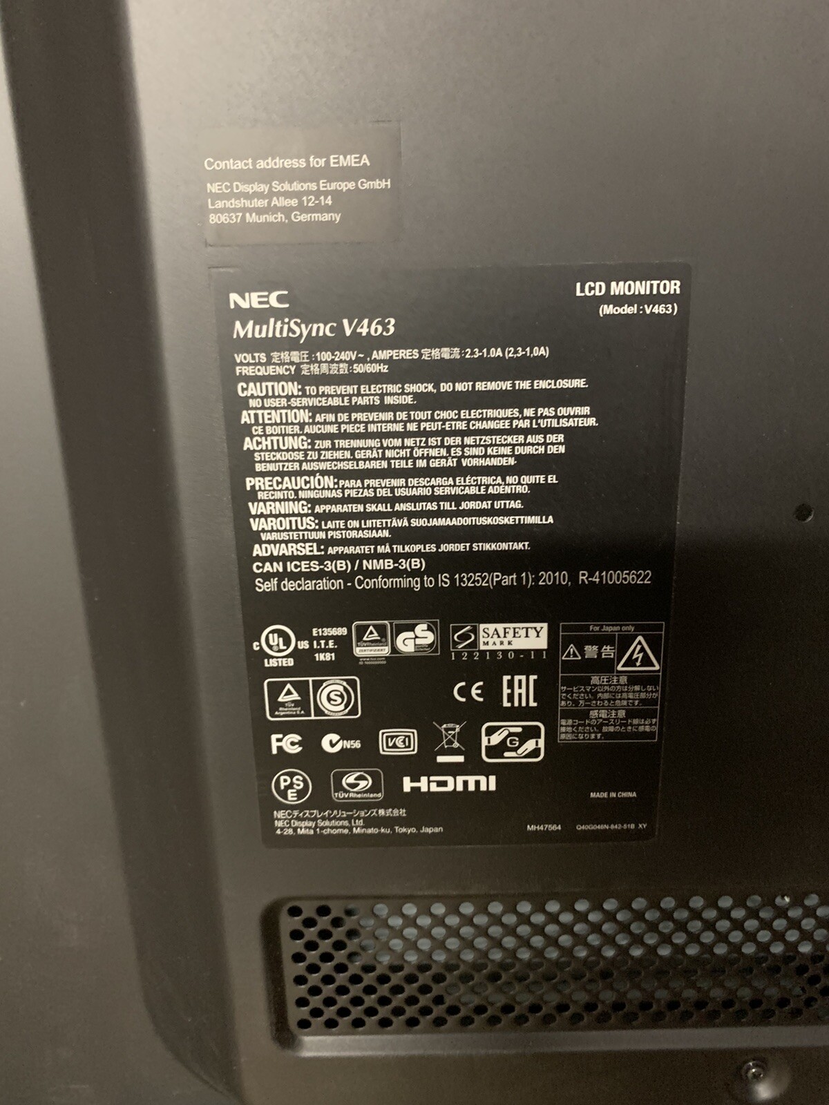 NEC MultiSync V463 46\
