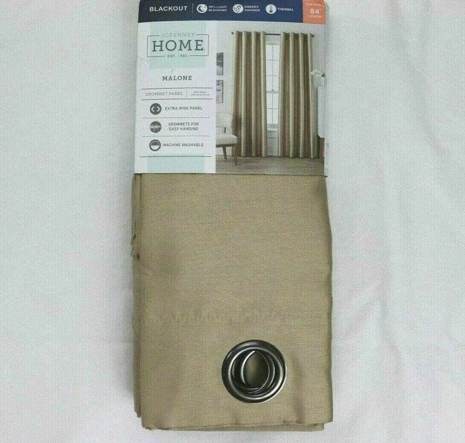 Panel de cortina JCP Malone seda como ojal 50X84 tradicional tostado caqui apagón Foto 2 de 4