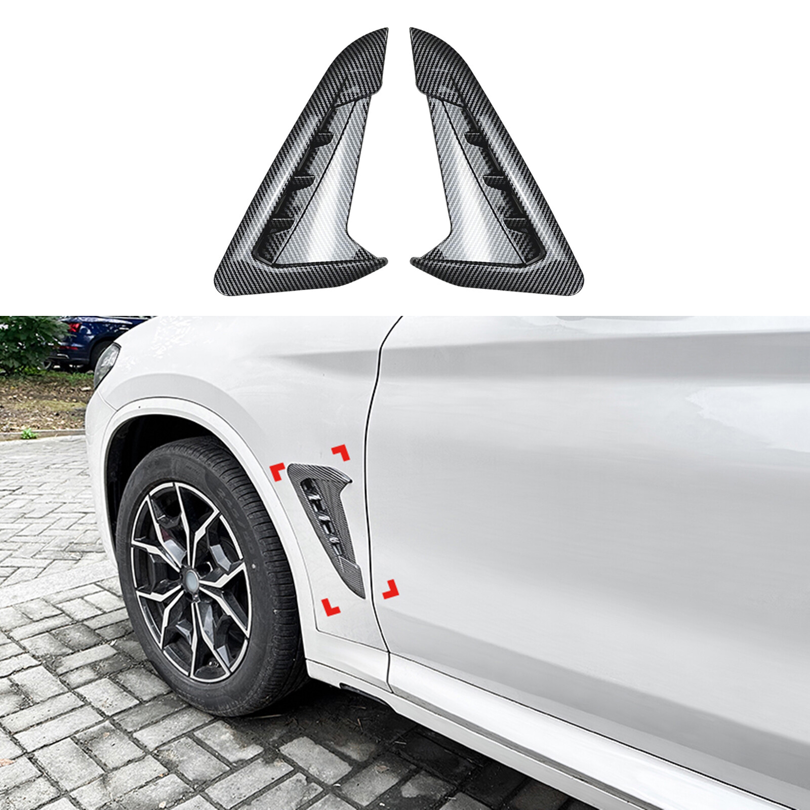 For BMW X3 G01 2018-23 2019 Carbon Fiber Look Front Side Vent Fender Trim Cover