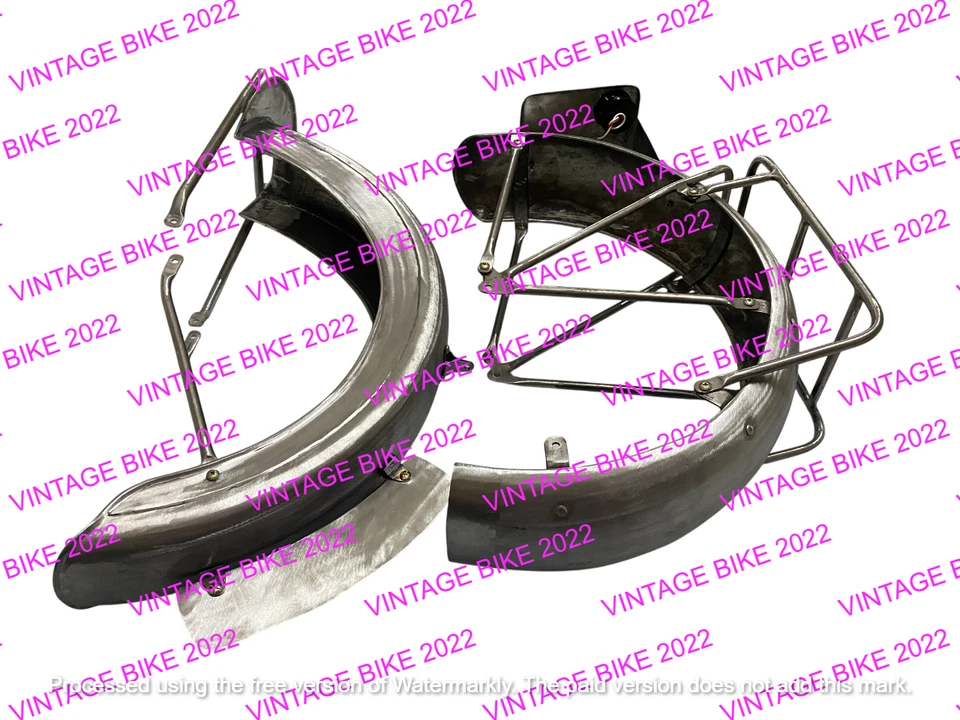 JUEGO GUARDABARROS AJS 1930 MODELO R8 500CC ACERO CRUDO + SOPORTE Y LUZ TRASERA / AJUSTE F Foto 3 de 4