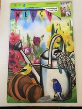 Meadow Creek Embroidered Yard Flag Welcome Water Can 11.5W x 18H Double Sided