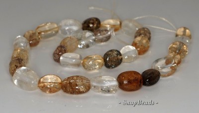 17X11MM SMOKY ROCK CRYSTAL QUARTZ GEMSTONE INCLUSIONS NUGGET LOOSE BEADS 16inch