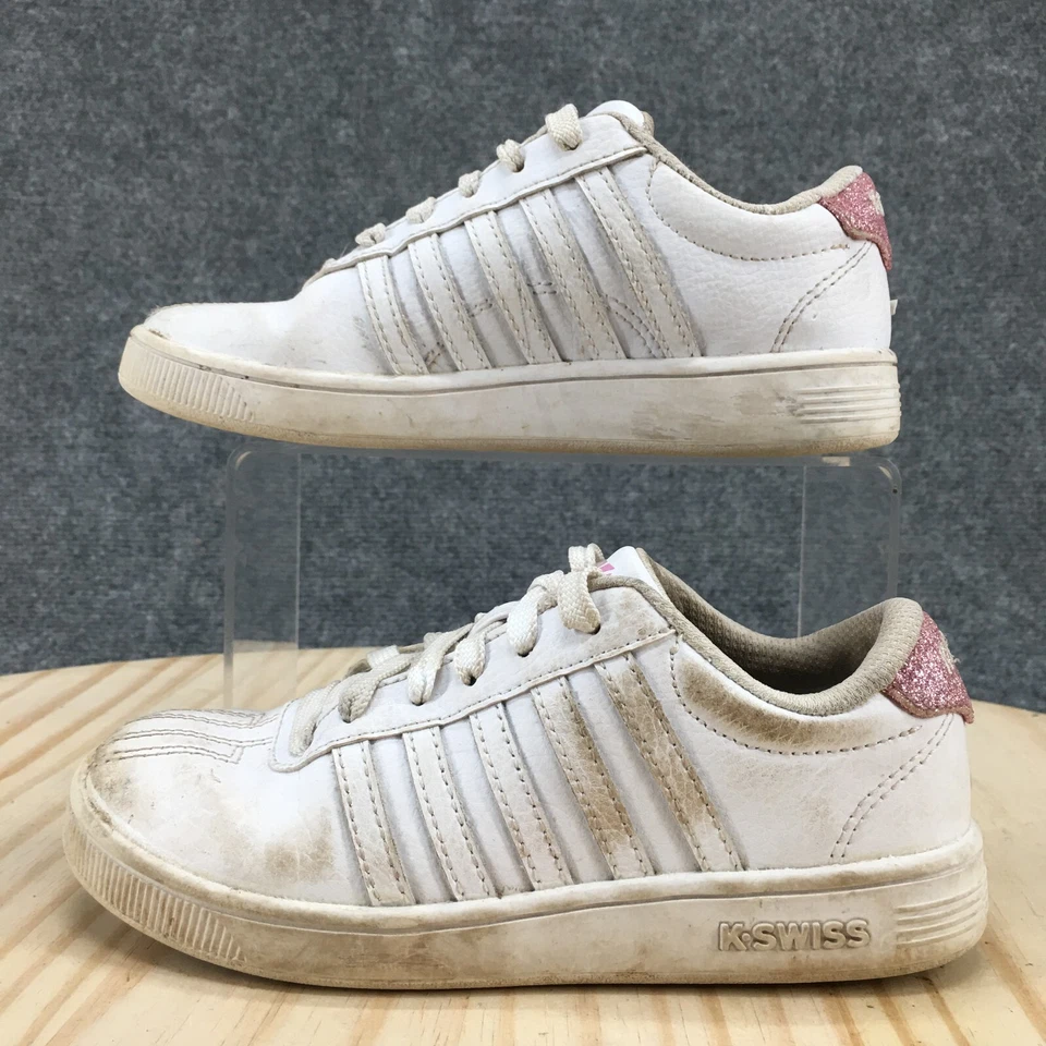 K-swiss Zapatos Juveniles 1 Tenis Cuero Blanco Con Cordones Informales Parte Superior Baja 55612-175-M Foto 2 de 4