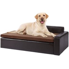 VEVOR Pet Sofa, Dog Couch for Large-Sized Dogs and Cats, Soft Leather Dog Sofa B