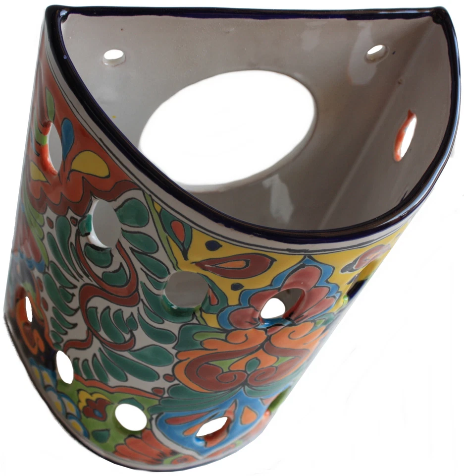 Mexican Handmade Pottery Talavera Wall Lighting Rainbow Sconce Lamp - Image 2 of 2