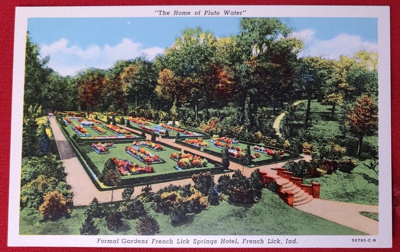 Vtg postcard of French Lick Springs Formal Gardens French Lick, IN-kept pristine
