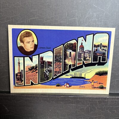 NEW 4x6'' postcard James Dean Indiana Large Letter faux Linen