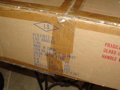 ONE (1) LITE SOURCE LS-5412 SS/WHITE SATIN STEEL 21" FLUSH CEILING MOUNT LAMP - Picture 9 of 9