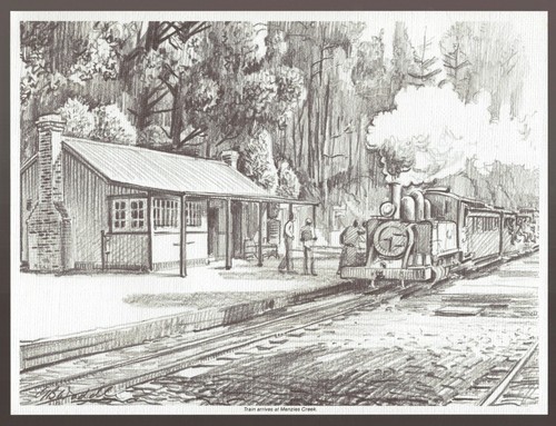 PUFFING BILLY Steam Train Railway Tressel Bridge Dandenong Australia Drawings - Picture 4 of 9