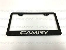 1pc 3d Camryemblem - Black Stainless Steel License Plate Frame Wscrew Caps