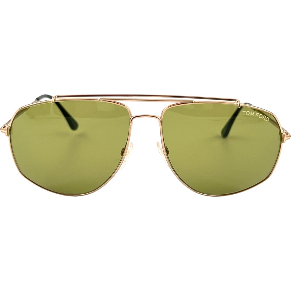 Gafas de sol Tom Ford FT496 Georges para hombre metal aviador 28N dorado con verde 59-14 Italia Foto 3 de 4