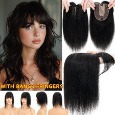 Seamless 100 Human Hair Silk Mono Base Women Topper Hairpiece Toupee Top Wig US