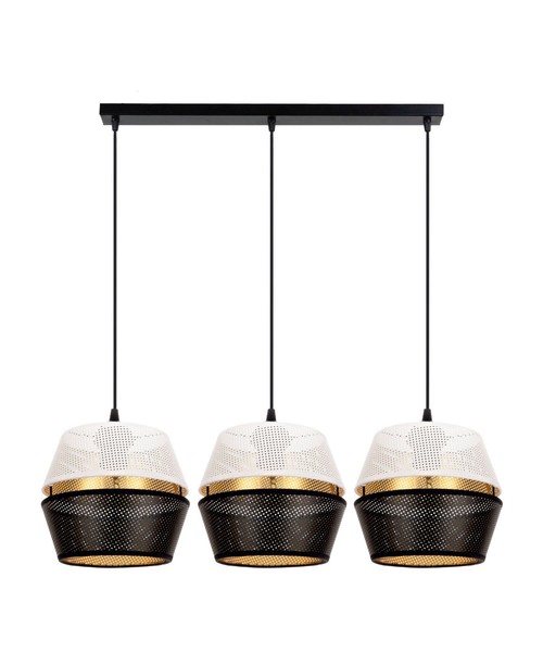Pendelleuchte KüChe Metall Schwarz Weiß Gold 3-Flammig Loft HäNgelampe Esstisch-image