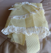 VINTAGE Half Apron Yellow Sheer Organdy Lace Trim Swiss Dot Flocked