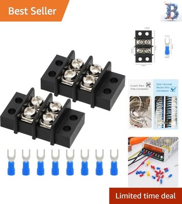 Durable 2-Pack Terminal Blocks 30A, 450V with Simple Installation & Heat Shrink