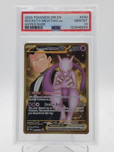 ROCKET'S MEWTWO EX 2025 POKEMON DESTINED RIVALS HYPER RARE #240 PSA 10 Q0895