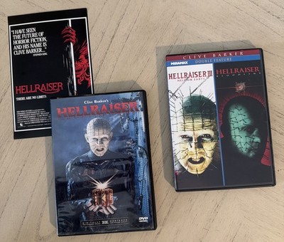 Lot of 3 DVD Horror Hellraiser Pinhead 1, 2, 3 Clive Barker Special Edition Hell