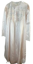 Carole Hochman Vintage 80 s Blush Satin Embroidered Lace Trim Nightgown L