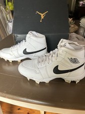 Jordan 1 Mid Youth Baseball Cleats White Black HF6900-100 US Size 6Y