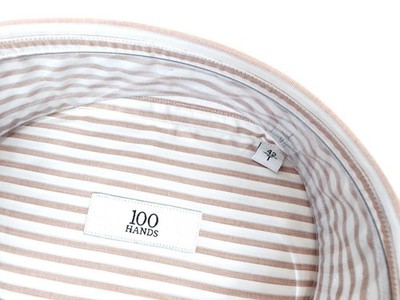 100 hands dress shirts Blue & Grey Striped Linen Oxford Shirt