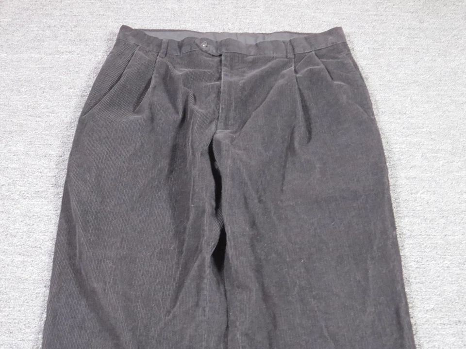 Мужские вельветовые брюки Jos A Bank 36x31 черные плиссированные с манжетами Executive Collection - Изображение 2 из 4