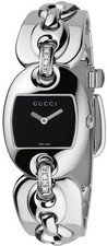 Gucci YA121505 Marina Chain Band Diamond Black Dial 121.5 Series Women's Watch
