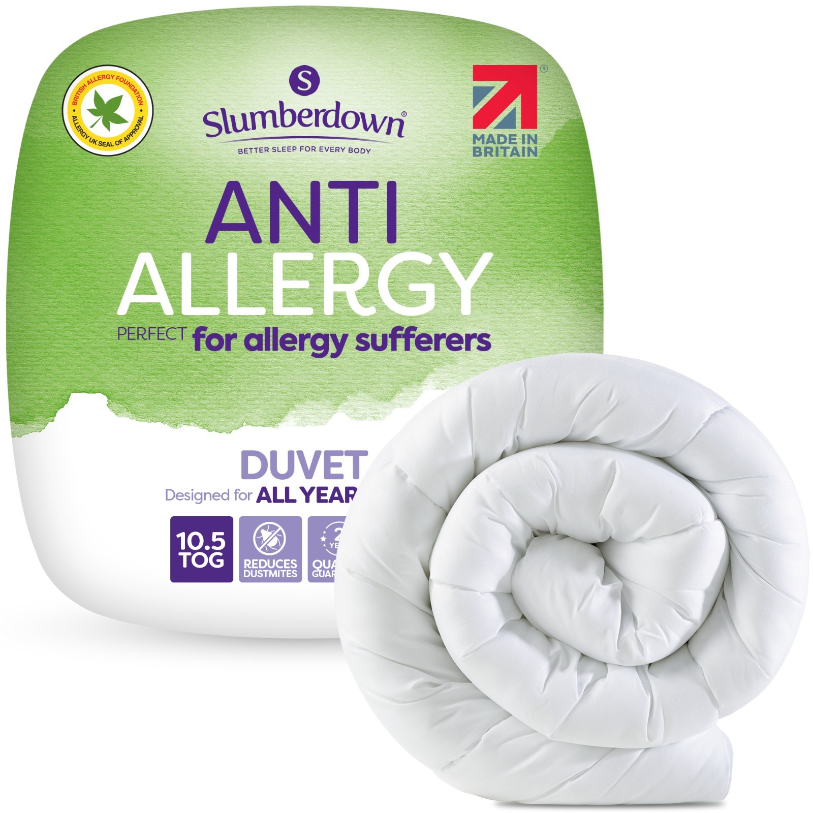 Slumberdown White Anti Allergy Duvet - 10.5 Tog - King - Image 2