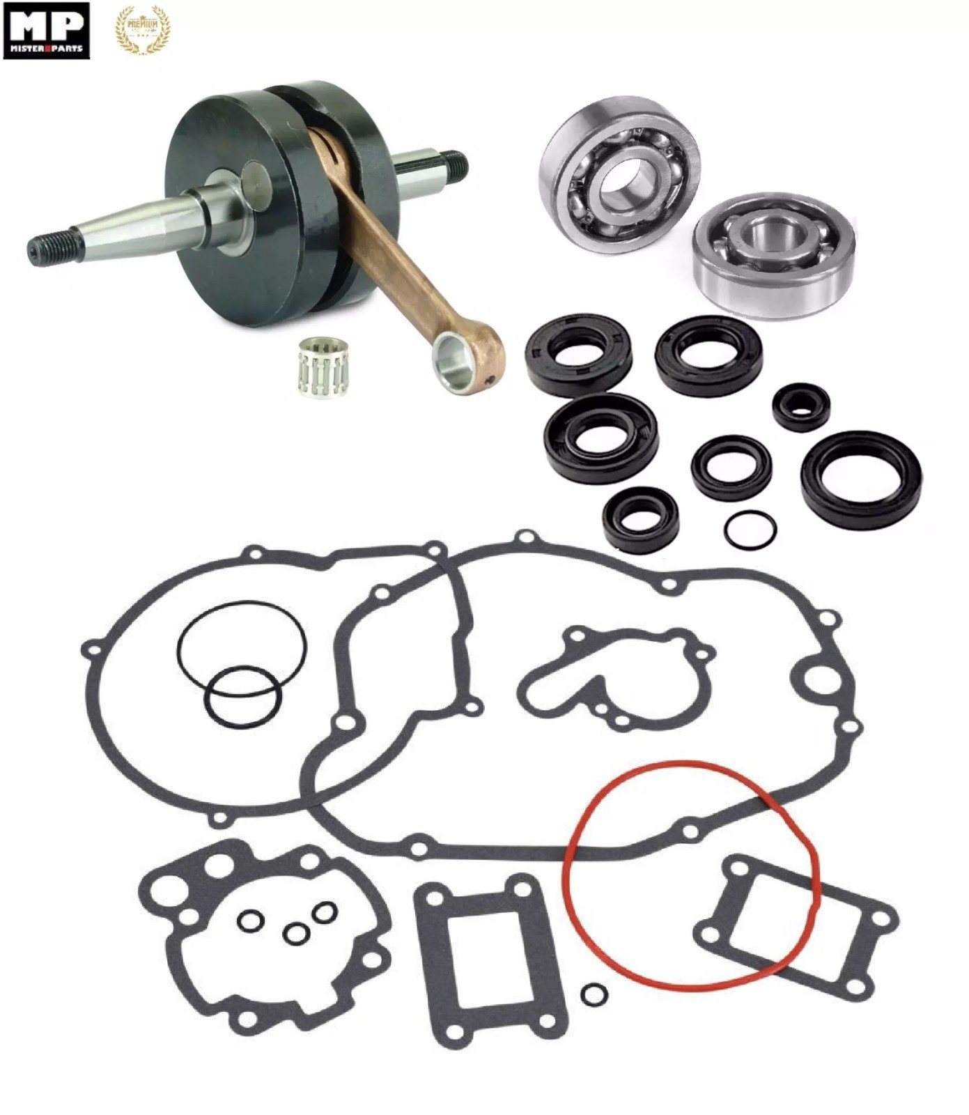 Complete crankshaft kit bearing 8 spy seals/engine AM6 Minarelli front 1999