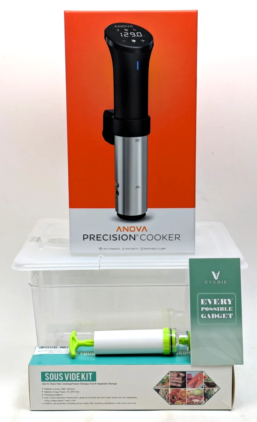 ANOVA Sous Vide Precision Cooker AN500-10 WiFi 1000 Watt + Clamp Container Bags