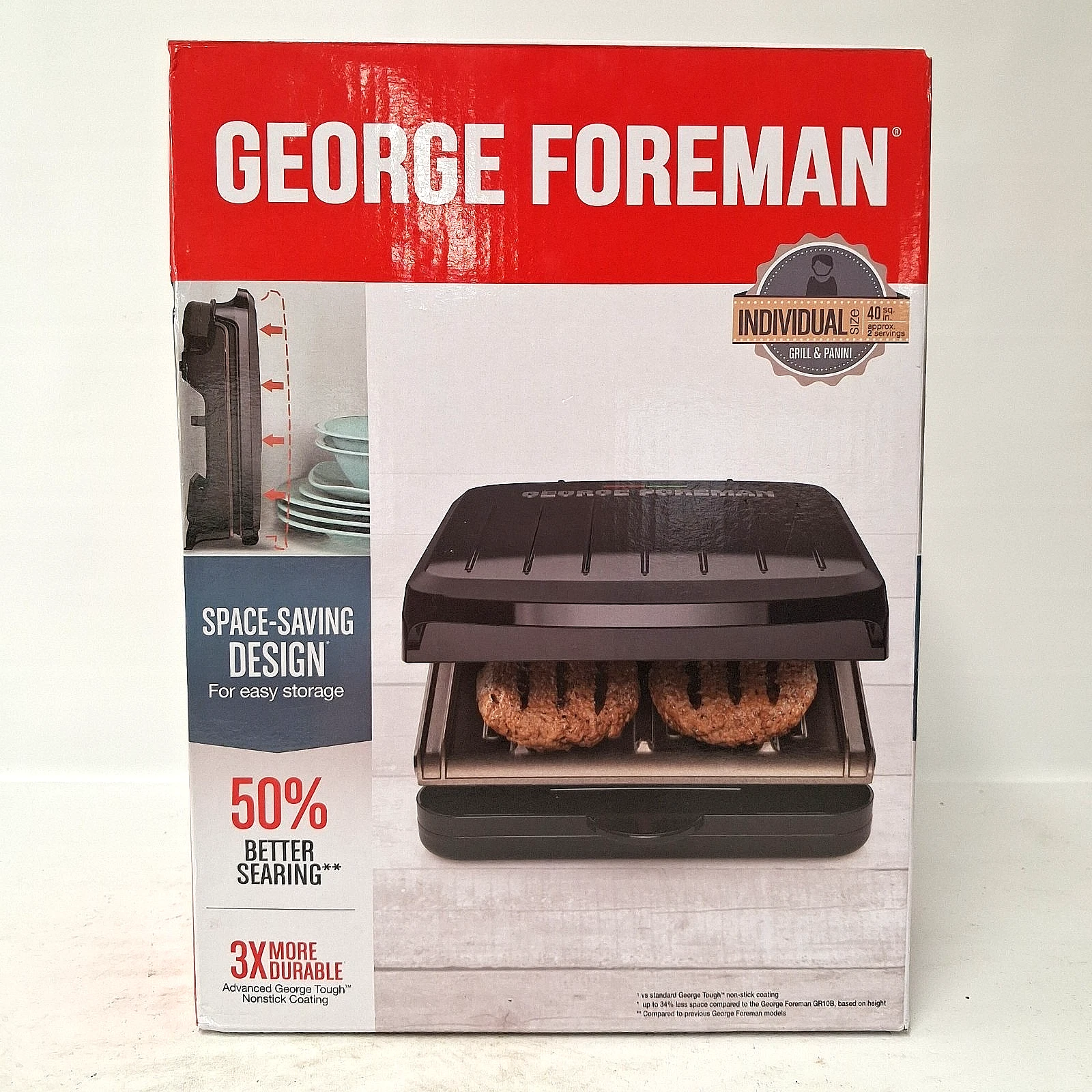 George Foreman Indoor Grill Panini Press Compact Individual Size NEW IN BOX