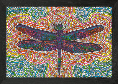 Dragonfly Drawing Meditation Framed Wall Art Poster Canvas Print Picture