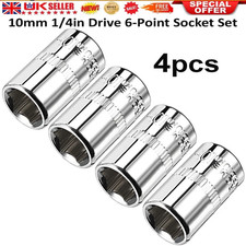 4Pcs 1/4-inch Drive 10mm Cr-V 6-Point Shallow Socket 25mm Length