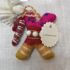 ANTHROPOLOGIE Jolly Monogram Ornament Letter X - Felted Wool - Made in Nepal NWT